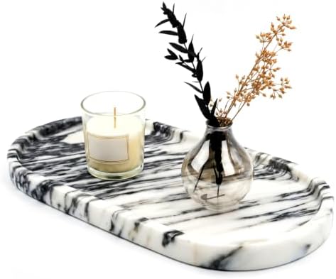 Oval Marble Tray 10"x5" Natural Stone Vanity Organizer Jewelry by SoilmountPureLeafEssence