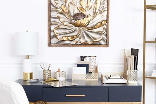 BLU MONACO | Gold Metal Magazine File Holder | Decorative Vertical File Organizer & Book Holder for Desk, Shelves & Office | Stylish Paper Organizer & Workspace Storage - Image 4