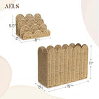 AELS Hand Woven Scalloped Basket Set of Mail Organizer and Magazine Holder, Coastal Style Mail Holder and Floor Magazine Rack, Boho Modern Farmhouse Book Basket Newspaper Bill Mail Sorter for Office - Image 3