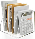 Clear Acrylic Magazine File Holder, 4 Compartment Desk Organizer by Unknown