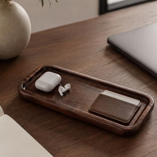PRIMORE Premium Walnut Decorative Tray - 11.8"x4.7"x0.8" Slim Wood Organizer for Coffee Table, Vanity & Entryway, Hand-Polished Solid Walnut, Durable & Warp-Resistant, Elegant Gift for Home & Office - Image 5