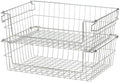 TRINITY Set of 2 19" Stackable Metal Wire Storage Baskets w Handles by TRINITY