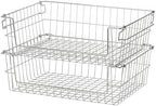 TRINITY Set of 2 19" Stackable Metal Wire Storage Baskets w Handles by TRINITY