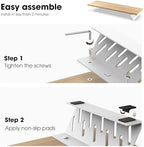 Fenge Monitor Stand Riser, Wooden & Metal Desk Shelf Organizer, Oak - Image 4