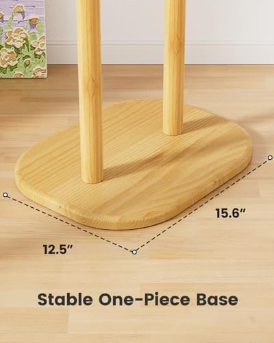 Pipishell Solid Wood Freestanding Coat Rack with 8 Hooks & Shelves, Natural - Image 7