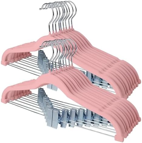 Stormix 18 Pack Velvet Skirt Hanger with Clips Non-Slip 16.5 inches Pink by Stormix