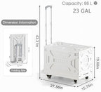 VECELO Foldable Shopping Cart with Wheels, Collapsible Rolling Crate for Groceries, Folding Storage Box with Handle, Three Modes of Use, Ideal for Teacher, Trip, Outdoors, Etc., 23GAL, White - Image 2