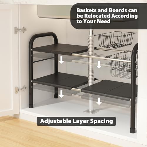Expandable Under Sink Organizer, 2 Tier Under Sink Shelf - Image 3