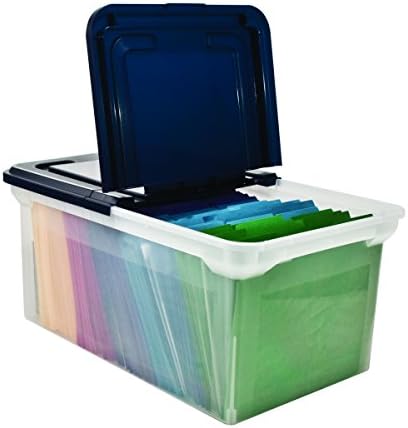 Advantus Extra Capacity 23-Inch File Tote, Letter Size, Clear Base/Navy Lid, Case of 4 (55797CT) - Image 4
