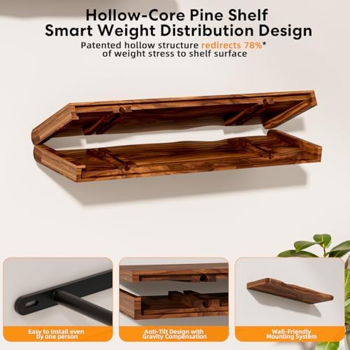 Organic Wavy Edge Floating Shelves,Hidden Brackets,1 Pack 48 in - Image 7