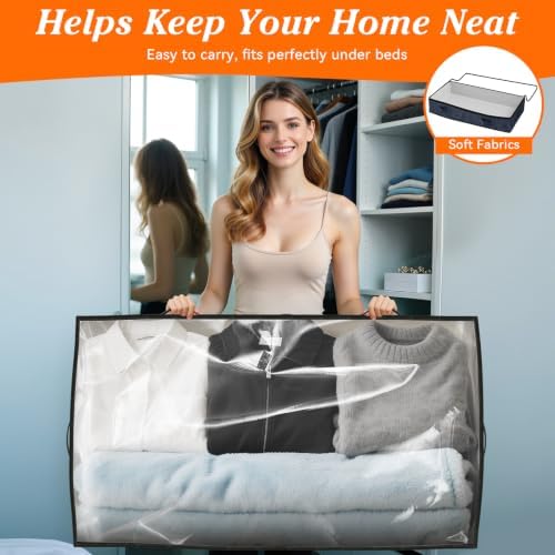 90L Under Bed Storage Containers, Storage Bags, Organizers, 4-Pack, Blue - Image 6