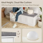 DINZI LVJ Shoe Storage Bench with Cushion, Door, White 47.2" LX17.7 H - Image 3