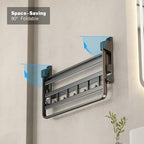 VOLDRA Towel Racks for Bathroom, 24-Inch Towel Shelf with Towel Bar Foldable Towel Holder with 7 Hooks Towel Storage Organizer for Bathroom & Lavatory Wall Mounted(Matte Black) - Image 5