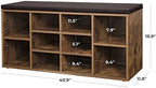 VASAGLE CUSTOS Collection - Shoe Bench, Storage Bench with Padded Seat, Entryway Bench with 10 Compartments, for Bedroom, 11.8 x 40.9 x 18.9 Inches, Rustic Brown and Chestnut Brown ULHS010X01 - Image 3