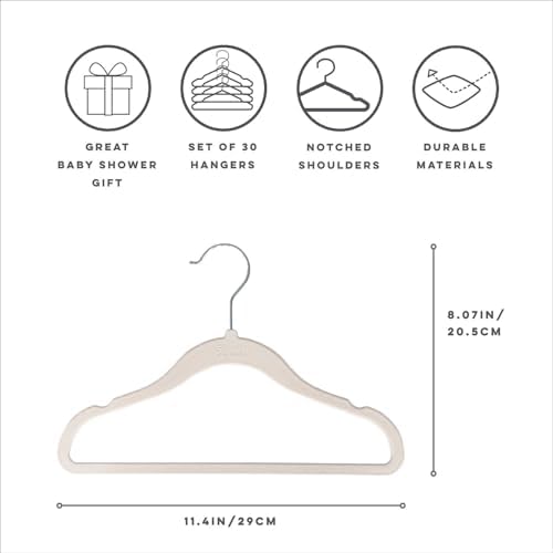 3 Sprouts Velvet Baby Hangers, Non Slip Slim, Cream/Gray/Hazelnut, 30 Pack - Image 2