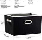 PRANDOM Larger Collapsible Storage Bins for Closet [3-pack] Decorative Linen Fabric Storage Baskets Cubes with Leather/Metal Handles for Living Room Black (17.3x12.2x10.4 Inch) - Image 6