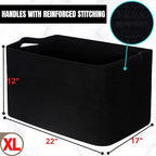 MINTWOOD Design 22in Extra Large Blanket Basket Holder Living Room, Rectangle Rope Woven Storage Basket with Handles for Laundry, Pool Towels, and Shoes, Dog Toy Organizer Bin Box, Full Black - Image 7