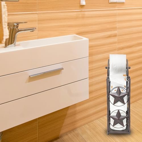 BestGiftEver Rustic Metal Western Toilet Paper Holder Storage Stand - Image 6
