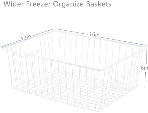 16" L x 12" W Wider Freezer Storage Organizer Baskets Container, Metal Wire Chest Upright Refrigerator Divider Bins with Built-in Handles for Cabinet, Pantry, Closet, Kitchen（3 Pack） - Image 7