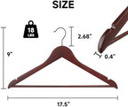 Wooden Clothes Hangers with Pants Bars, Mahogany, 108-Pack - Image 2