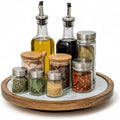 Rickby, 12" Premium Acacia Wood Lazy Susan Turntable for Table Top with Removable Marble Texture Glass Plate, Wooden Lazy Susan for Dining Table Centerpiece & Kitchen Countertop by Rickby