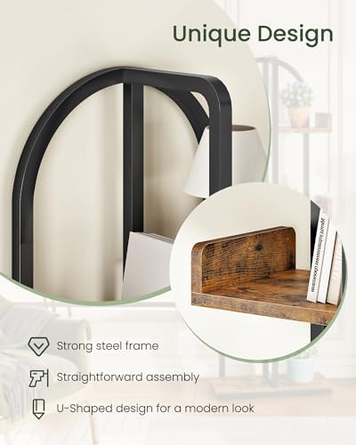 CHOEZON Corner Bookshelf, Curved 6-Tier Bookcase with Anti-Tip Kit, Adjustable Feet and Staggered Shelves for Living Room, Bedroom, Study, Office, Rustic Brown and Black TSJ06BF - Image 3