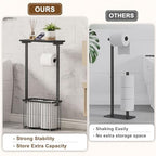 Free Standing Toilet Paper Holder with Storage Shelf – Bathroom Tissue Stand with Space for Phone, Wet Wipes and Magazines – All-in-One Toilet Roll Dispenser and Organizer Holds 4-6 Rolls - Image 5