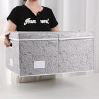 PRANDOM Jumbo Collapsible Storage Boxes with Lids Fabric Decorative Storage Bins Cubes Organizer Baskets with Cover Handles Divider for Bedroom Closet Living Room 23.2x15.7x11.8 Inch 3 Pack - Image 6