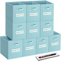 13x13 storage cube bins (Set of 10) Foldable Fabric storage cubes with 10 Labels Window Cards & a Pen,13 inch cube storage bins,Closet Organizers for Shelves,Cubby Organizer Boxes,Blue by Artsdi