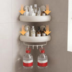 Shower Caddy Suction Cup（2-Pack Cream White）, No-Drilling Corner Bathroom Organizer,Rust Proof Shower Shelf for Inside Shower with Removable Hooks & Towel Bar - Image 5