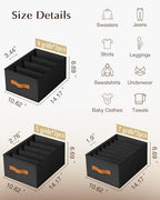 DIMJ Wardrobe Clothes Organizer - 4/5/7 Grids Foldable Closet Drawer Organizer Dividers for Jeans, Pants, Sweater, T Shirt, Storage Bins with Handles for Shelf - Image 4