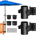 Stainless Steel Deck Umbrella Mount,Heavy Duty Patio Umbrella Holder for Deck Railing (Fit Max OD 2 Inch),Can Be Installed at Right Angles or Flat Surfaces,Black by Wanhork