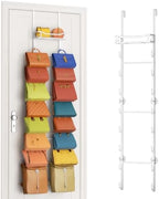 SWTYMIKI Over The Door Purse Organizer - Wall Mounted Purse Rack with 16 Hooks and Metal Basket, Handbag Hanger Organizer Holds up to 16 Bags, Bag Rack Can Use As 1/2 Part, for Door, Closet by SwtyMiki-TidyHomeSweetLife