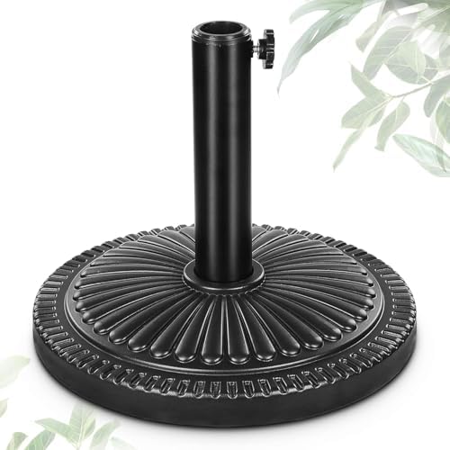 FRUITEAM 17.8" 33 lbs Round Patio Umbrella Base Pre-Filled Umbrella Stand Sun-Flower-Pattern Heavy Duty Market Umbrella Base Stand for Patio, Outdoor, Swimming Pool, Black by FRUITEAM