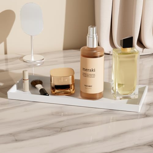 Vanity and Bathroom Tray, 15" ABS Countertop Organizer,Waterproof Vanity Tray for Toilet Tank,Perfume,Soap,Keys,Bathroom Accessories,Kitchen and Bath Trays,Non Slip Small Trays,White,2 Pack - Image 4