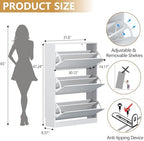 Wodeer Narrow White Shoe Cabinet for Entryway, Slim Shoe Storage Cabinet with 3 Flip Drawers, Hidden Wood Shoe Cabinet Storage, Freestanding Shoe Rack Organizer Foyer, Hallway - Image 2