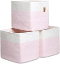 NaturalCozy 13x15x13 Kallax Storage Cubes, 3 Pack | Cotton Rope Cube Storage Bins Woven Baskets for Organizing | Kallax Insert Baskets for Shelves Organizer, Kids Toy, Pantry, Closet, Baby Nursery by NaturalCozy