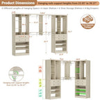 Besiost Closet System - 120"/10FT, 151.2"/12.6FT Closet System with Drawers, Built-in Closet Organizer System with Reversible Hanging Shelving and Hanging Rods, Greige Oak Set of 2 - Image 5