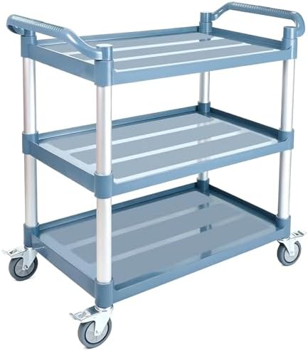 3-Tier Rolling Utility Cart on Wheels, 540 lbs Capacity Utility Service Cart, Commercial Kitchen Cart with 4 Lockable Swivel Casters for Restaurant/Home/Warehouse/Office (40x 19.41x 38.58 in) by Aimoly