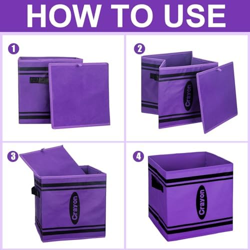 RattanView 6 Pcs 11in Cube Storage Bins Crayon Classroom Cubbies Fabric - Image 3