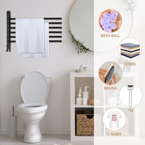 Teenyyou 16.5" Swivel Towel Rack 6 Arms 304 Stainless Steel Black - Image 5
