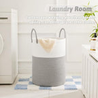 Artfeel Laundry Basket,Woven Cotton Rope Laundry Hamper,80L for Decorative Storage of Dirty Clothes,Toys and Blankets in Bathroom,Baby Room and Living Room - Image 2