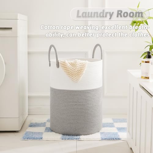 Artfeel Laundry Basket,Woven Cotton Rope Laundry Hamper,80L for Decorative Storage of Dirty Clothes,Toys and Blankets in Bathroom,Baby Room and Living Room - Image 2