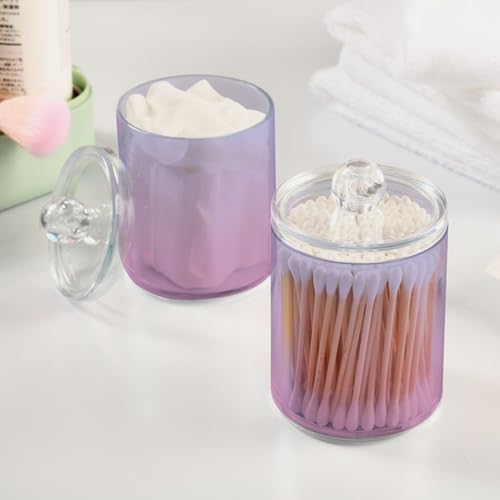 4 Pack Qtip Holder Dispenser with Lids,Blue Pink Gradient Storage Containers,Bathroom Canisters Organizer for Cotton Ball,Cotton Swab,Cotton Round Pads,Floss 21214685 - Image 4