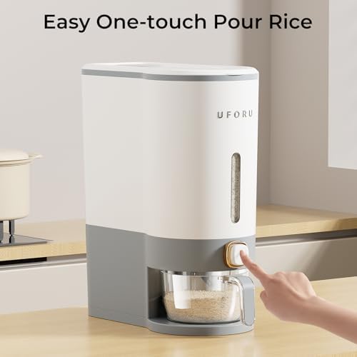 UFORU Rice Dispenser 23-25 LB,Airtight Storage Container,Measuring Cup - Image 2