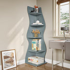 LITTLE TREE Small Corner Shelf, Modern 5-Tier Wall Corner Bookshelf, Stylish Bookcase Storage Rack for Small Space, Living Room, Bedroom, Blue, 1 Pack - Image 4