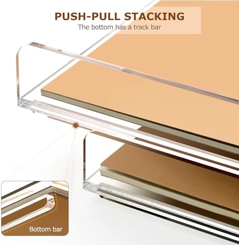 SANRUI 2 Tier Acrylic Stackable Paper Letter Tray, Vertical A4 File Desk Organizer and Accessories Sorter Tray, Clear Workspace Office Supplies Organizers, 12inx9.25inx3.42in - Image 4
