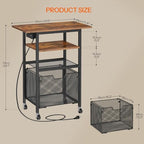 HOOBRO Printer Stand with Hanging File Drawer, Rolling Printer Cart on Wheels, Mobile Filing Cabinet Storage Shelf, Home Office Desk Side Organizer, Rustic Brown and Black BF17UPS01 - Image 2