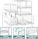 Sorbus Clear Stackable Storage Drawers with Pull-Out Bins (Large, 4 Pack) - Image 4