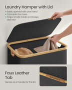 SONGMICS Laundry Hamper with Lid, 140L Laundry Basket, Bamboo Frame - Image 3